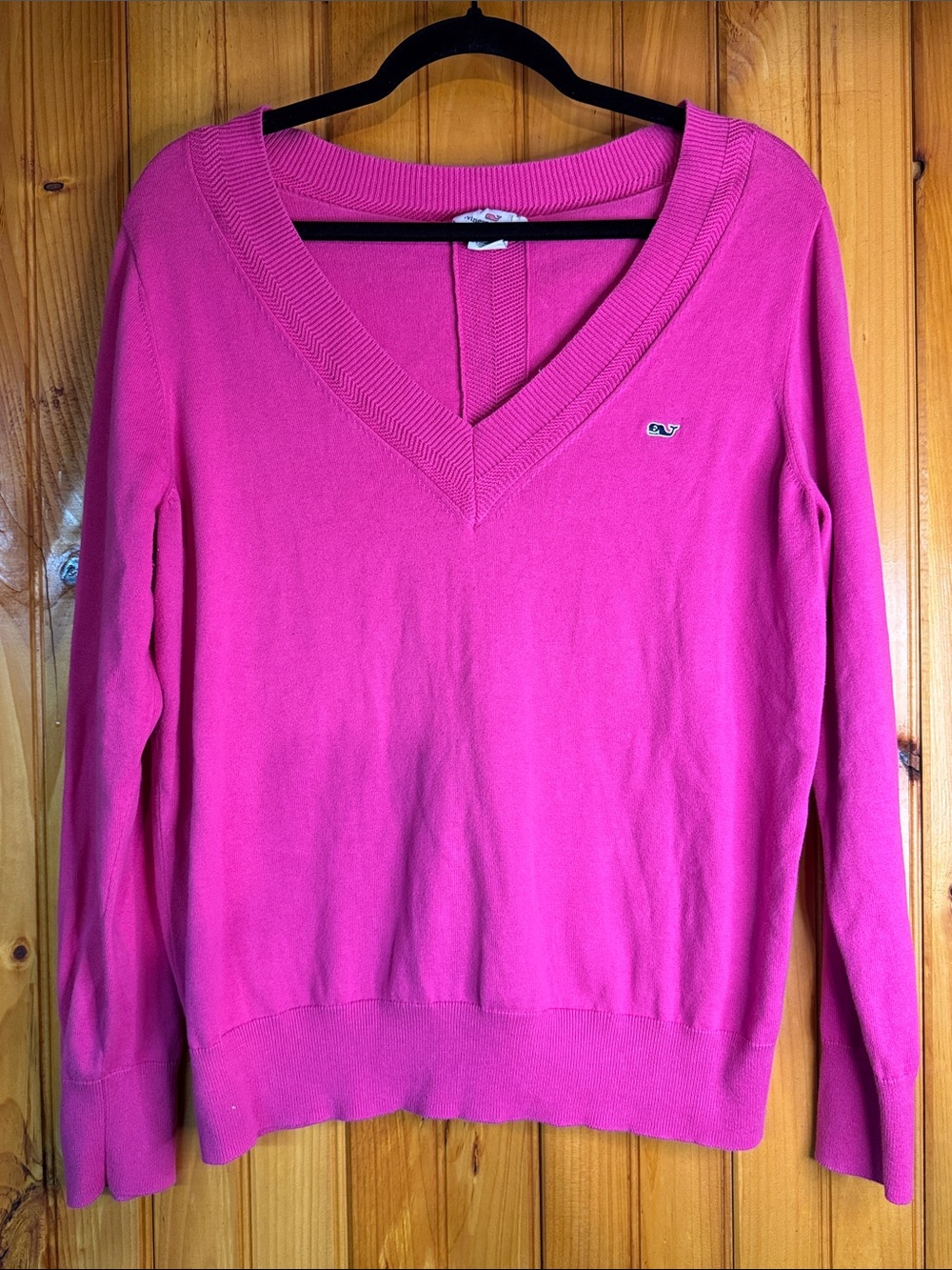 Vineyard Vines Heritage Women's Bright Pink V-Neck Sweater